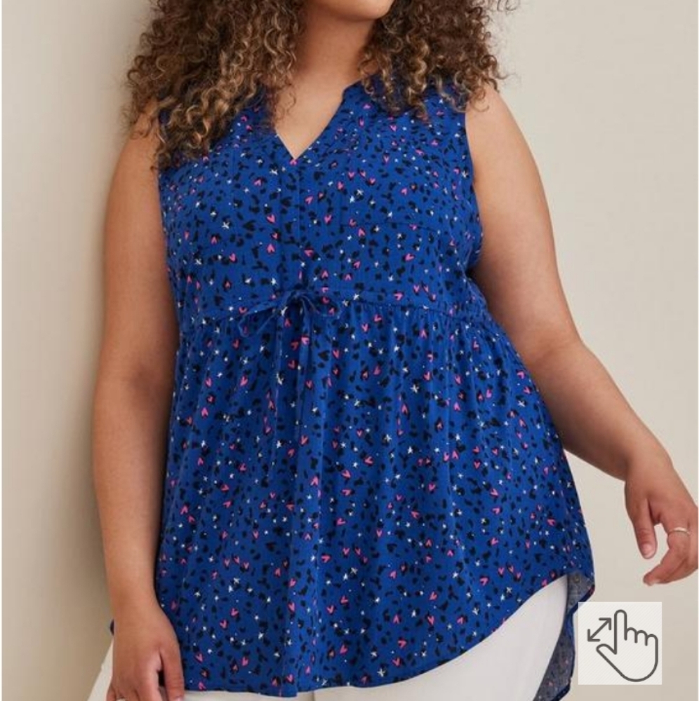 IN SEARCH OF: Emma Babydoll Rayon Slub Tie Waist Sleeveless Tunic Top
